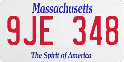 MA license plate 9JE348