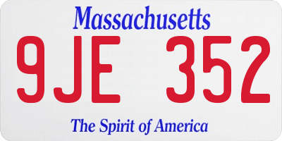 MA license plate 9JE352