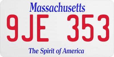 MA license plate 9JE353