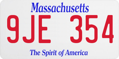 MA license plate 9JE354