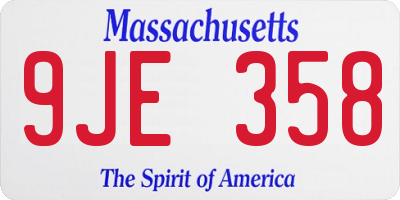 MA license plate 9JE358