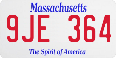 MA license plate 9JE364