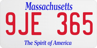 MA license plate 9JE365