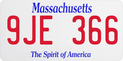 MA license plate 9JE366