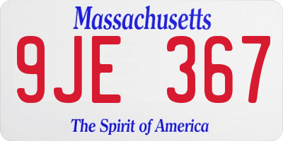 MA license plate 9JE367