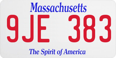 MA license plate 9JE383