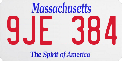 MA license plate 9JE384
