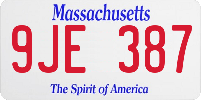 MA license plate 9JE387