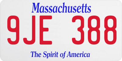 MA license plate 9JE388