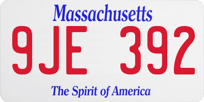MA license plate 9JE392