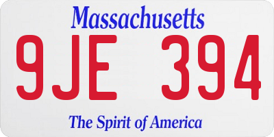 MA license plate 9JE394