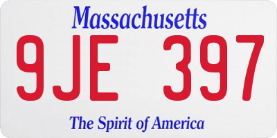 MA license plate 9JE397