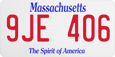 MA license plate 9JE406