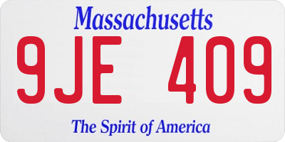 MA license plate 9JE409