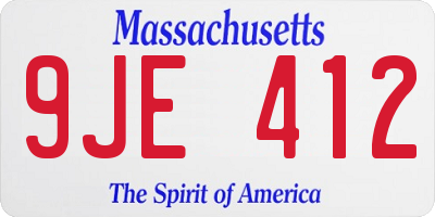 MA license plate 9JE412