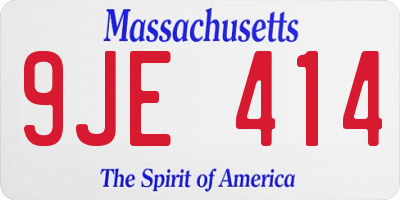 MA license plate 9JE414