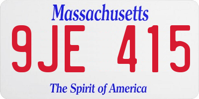 MA license plate 9JE415