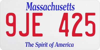 MA license plate 9JE425