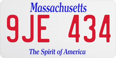 MA license plate 9JE434