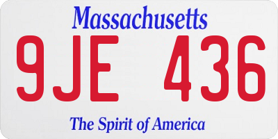 MA license plate 9JE436