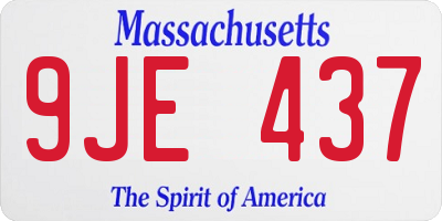 MA license plate 9JE437