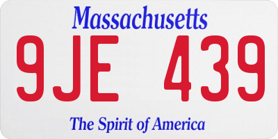 MA license plate 9JE439