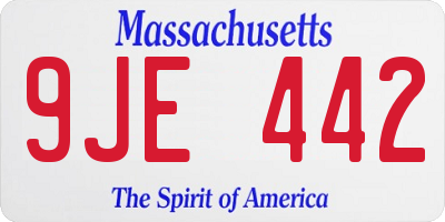 MA license plate 9JE442