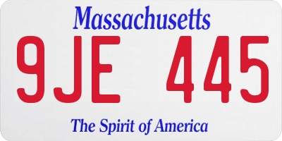 MA license plate 9JE445