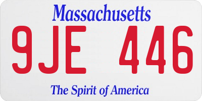 MA license plate 9JE446