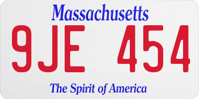 MA license plate 9JE454