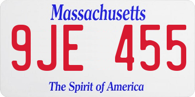 MA license plate 9JE455