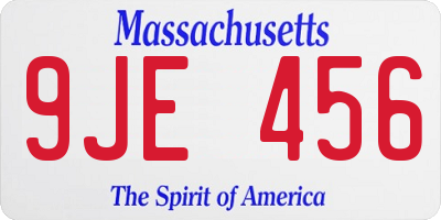 MA license plate 9JE456