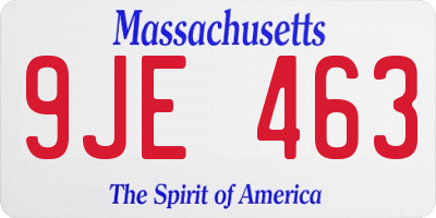 MA license plate 9JE463