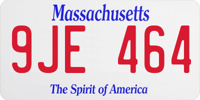 MA license plate 9JE464
