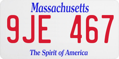 MA license plate 9JE467