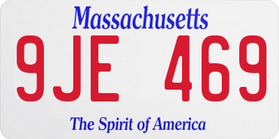 MA license plate 9JE469
