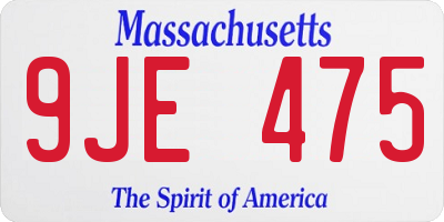 MA license plate 9JE475