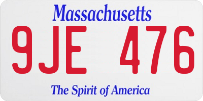 MA license plate 9JE476