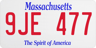 MA license plate 9JE477