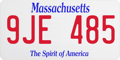 MA license plate 9JE485