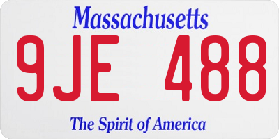 MA license plate 9JE488
