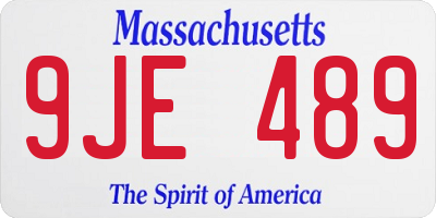 MA license plate 9JE489