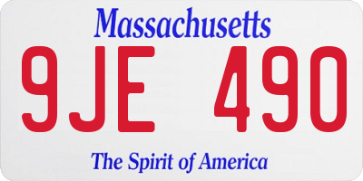 MA license plate 9JE490