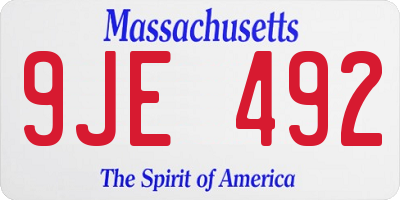 MA license plate 9JE492