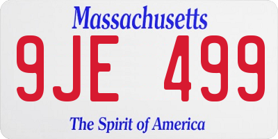 MA license plate 9JE499