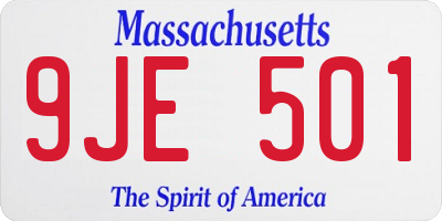 MA license plate 9JE501