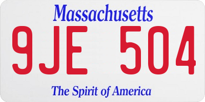 MA license plate 9JE504
