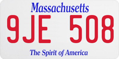 MA license plate 9JE508