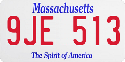 MA license plate 9JE513