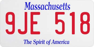 MA license plate 9JE518